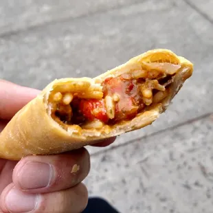 Inside of crawfish pie