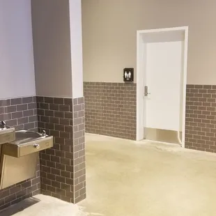 Water bottle refill station near restrooms