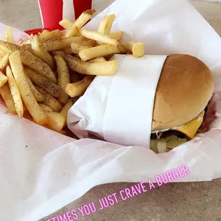 Giant cheese burger combo, hot fries and crispy cola