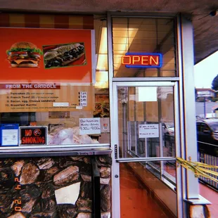 the entrance to the restaurant