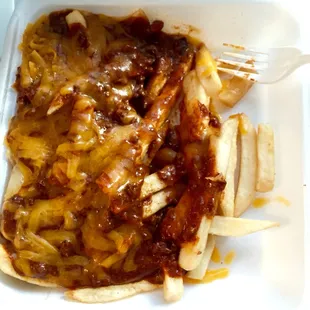 Chill cheese French fries!! Good to go with beers.