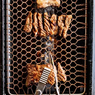 marinated galbi on the grill