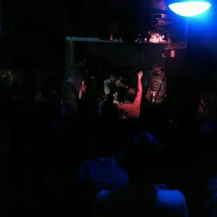 When the bands mae set up on stage it can still get pretty crowded. It's a small place.