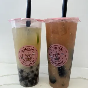 F2. Longan Lime Green Tea and pink guava green tea
