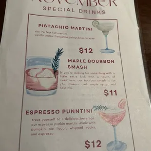 Cocktails - November Seasonal