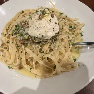 Lemon pesto ricotta fettuccine