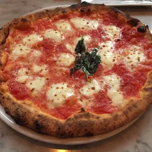 Margherita pizza. LOVE their crust. Thin, with a perfect amount of elasticity for my liking.