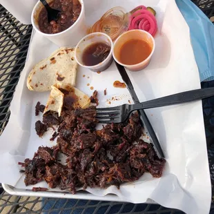 Burnt ends with baked beans