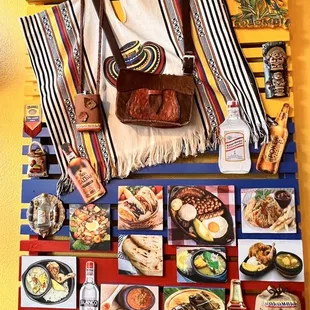Art wall with photos of menu items