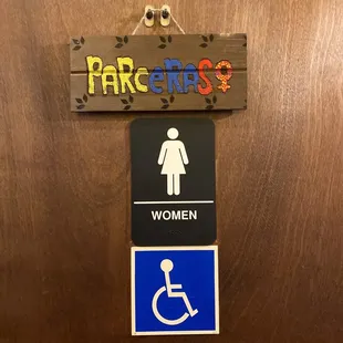 Really nice touch to have &quot;Parcero/a&quot; signs in the bathroom doors.