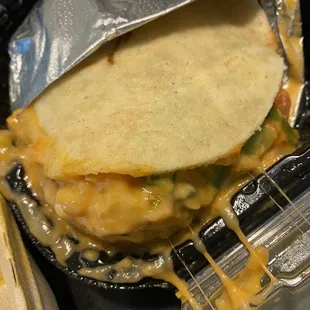 Arepa Rellena with veggies and cheese