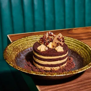a chocolate cake on a plate