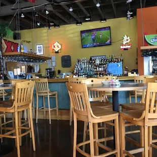 Part of the bar area and dining area.