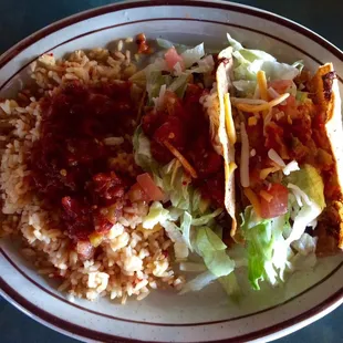 Fried shredded beef taco special.