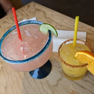 Guava margarita (left) and passion fruit mezcalita (right). Both were really good!