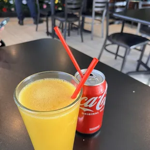 Mango juice and Coke
