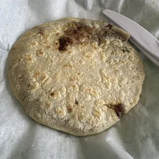 Papusa with beans, chicharron and cheese