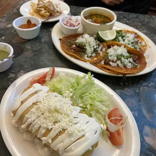 Tacos de Birria and chimichanga