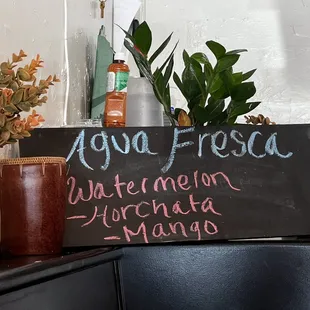 a sign on the counter