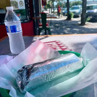 Bacon, egg, cheese breakfast burrito.