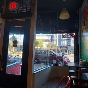 Looking outside from our table.