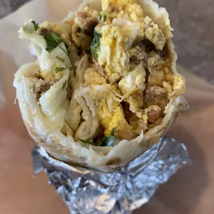 Chorizo and egg burrito
