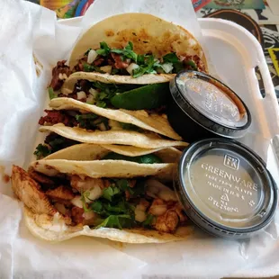 &quot;Flight&quot; of the 5 Tacos available on Cinco de Mayo