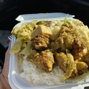 3 item combo sour fermented mustard green not salty lemongrass curry chicken and veg tofu