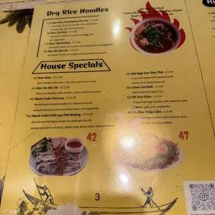 the menu of the restaurant