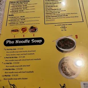 Menu 12/2023 - apps, banh mi,  drinks and pho