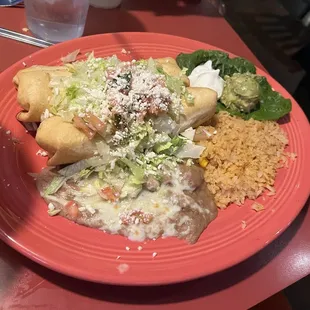 Chicken flauntas rice and beans