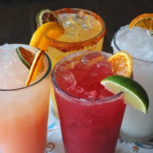 House-made margaritas come in variety of  flavors: mango, passionfruit, strawberry
tamarind, coconut, pineapple, blackberry, and guava