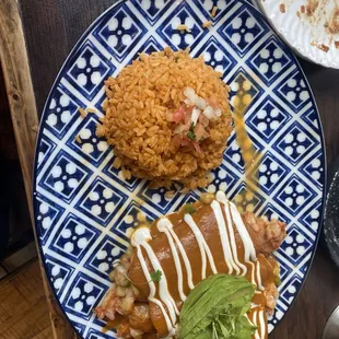 Shrimp Enchiladas and Mexican rice