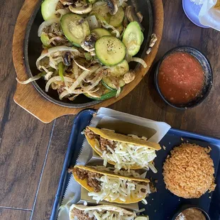 Tacos rice and grilled veggies