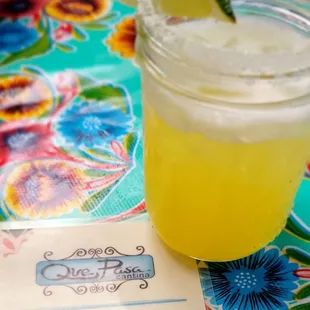 a margarita in a mason jar