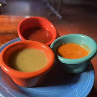 Variety of good salsas