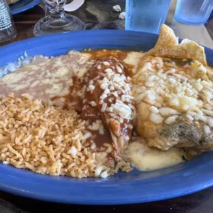 Pork tamale and Chili relleno