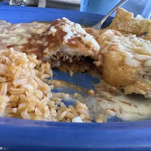 Pork tamale and chili relleno