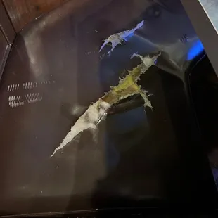 a broken glass table