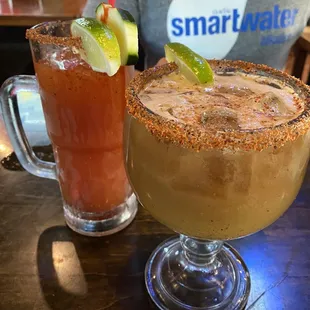 Piña tamarindo margarita and Pacífico michelada, soooooo tasty!!!