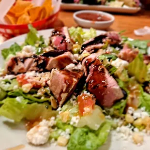 My Acho Rubbed Ahi Tuna. I was surprised by the amount of tuna in my salad.