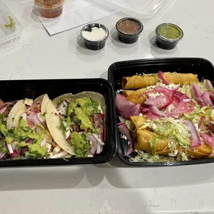 two trays of food