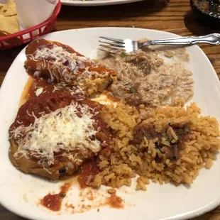 Combination plate enchiladas