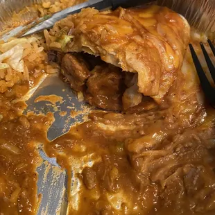 Enchilada style red chili burrito