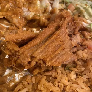 Rice and red tamale