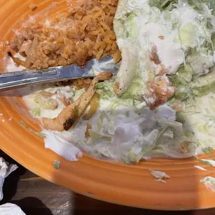 This is their burrito with dry rice and little chicken
