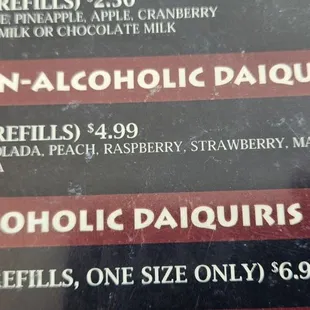 Menu item 2 (non-alcoholic pina colada daiquiri)