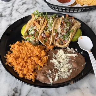 Pastor Los Taco with Rice And Beans