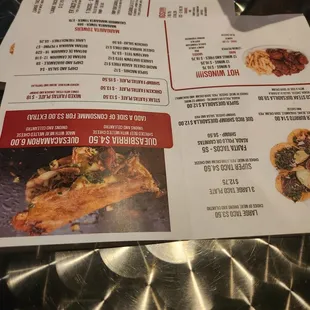 menu printed backwards upside down