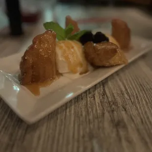 Banana Empanada with coconut cream ice cream